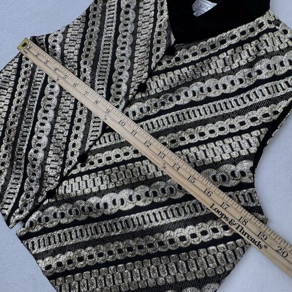 Doncaster Womens Velvet Metallic Jacquard Vest Sz 8 Gold Silver Evening Shimmer - Picture 14 of 15